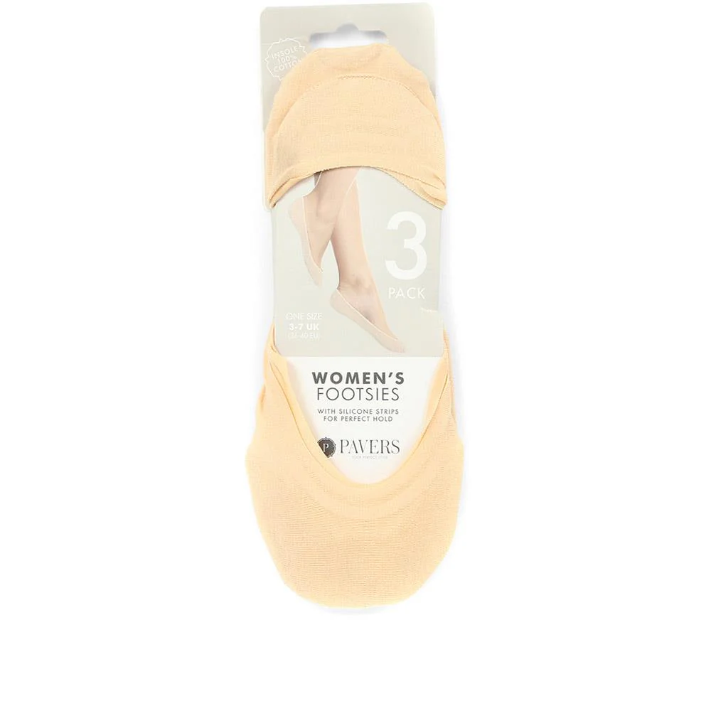 3 Pack Ladies Cotton Blend Invisible Socks - YIWU31011 / 317 444 - Nude