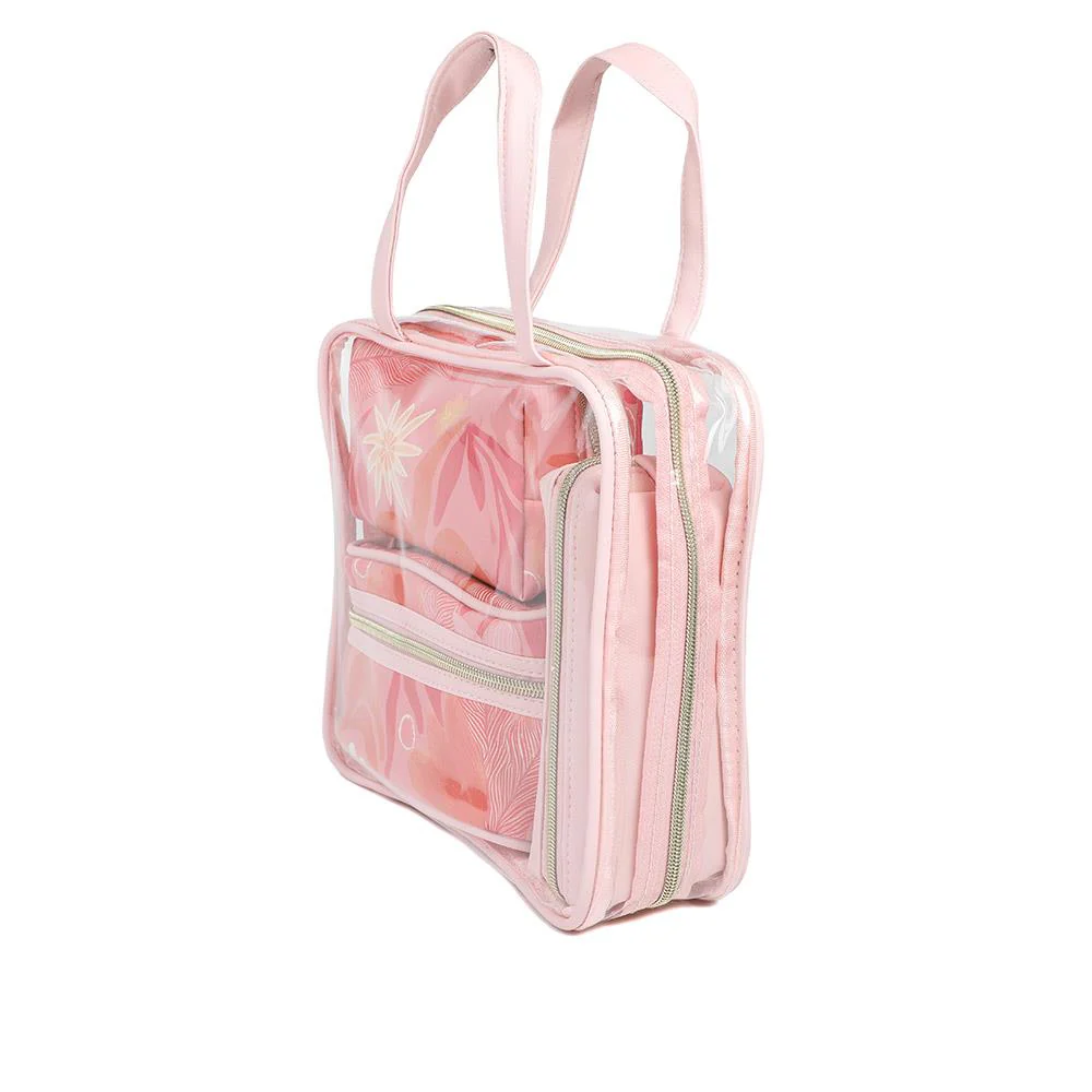 Tropical Print 4-Piece Cosmetic Bag Set - HTZ43002 / 329 171 - Pink Multi - Image 2
