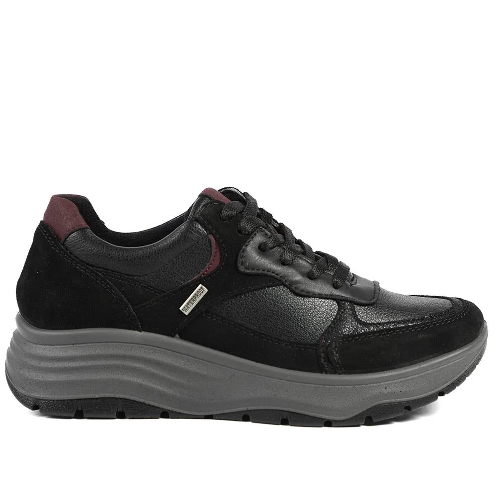 Adelia Wide Fit Leather Lace Up Trainers - ADELIA / 328 602 - Black Multi - Image 2