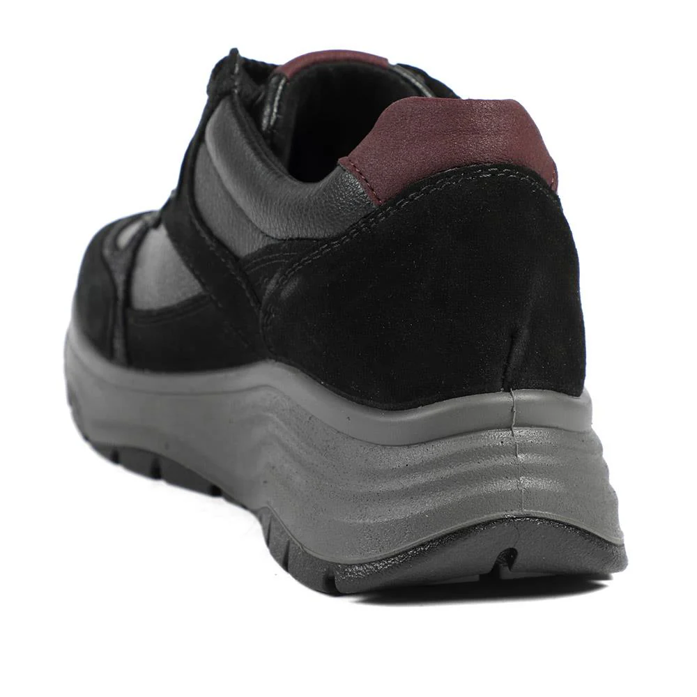 Adelia Wide Fit Leather Lace Up Trainers - ADELIA / 328 602 - Black Multi - Image 3