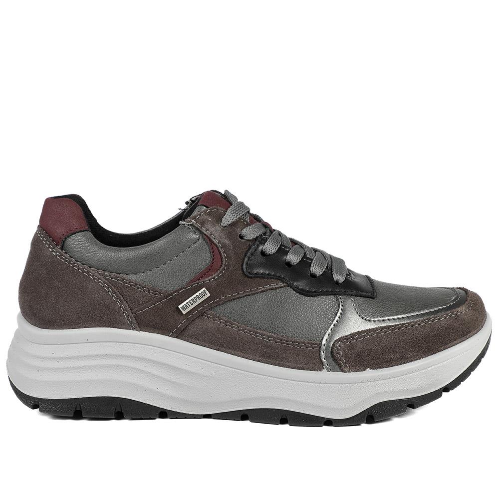 Adelia Wide Fit Leather Lace Up Trainers - ADELIA / 328 602 - Grey Multi - Image 2