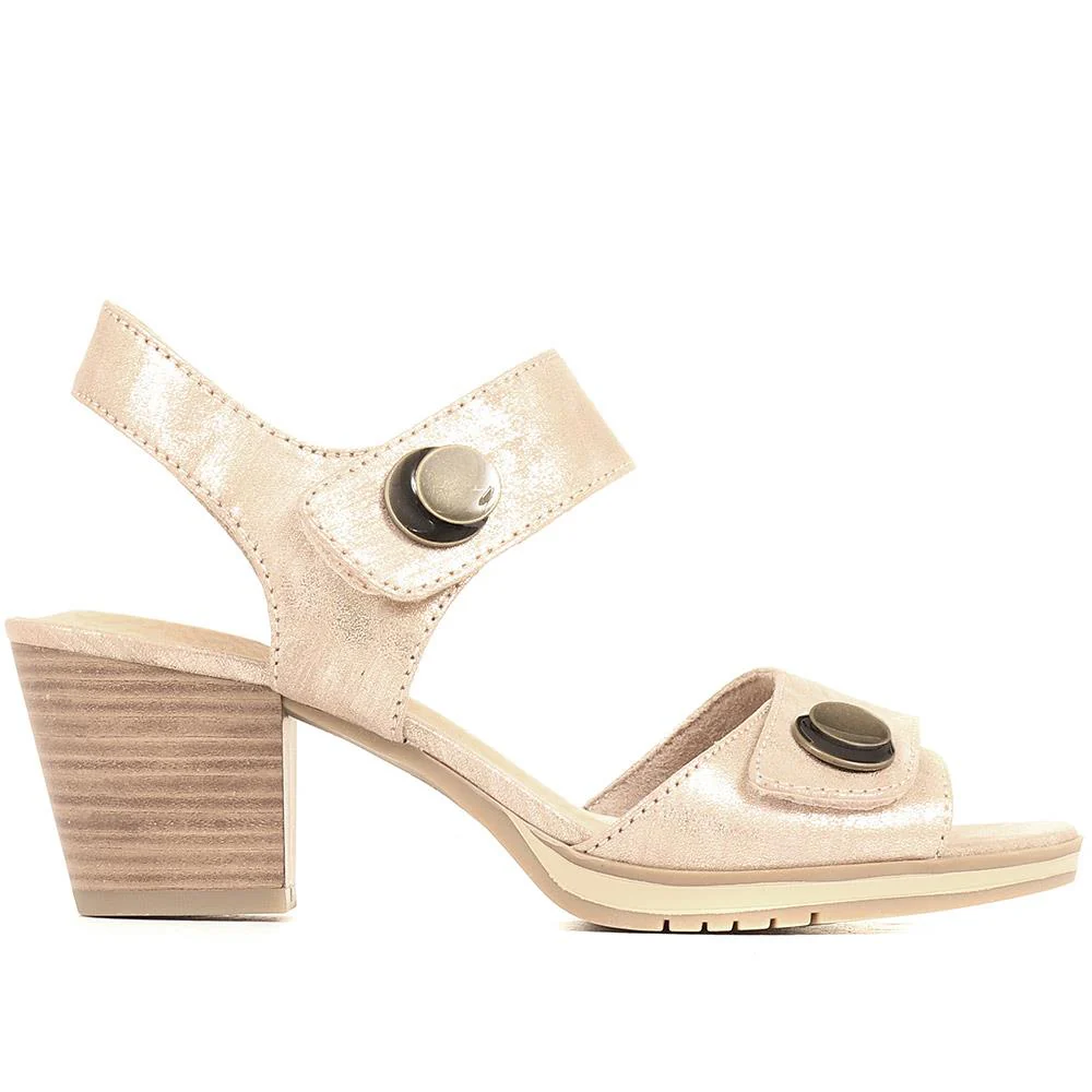 Adjustable Block-Heeled Sandals - JANSP35039 / 321 373 - Metallic - Image 2