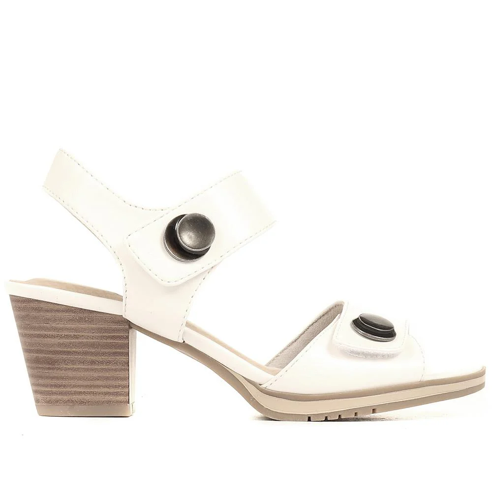 Adjustable Block-Heeled Sandals - JANSP35039 / 321 373 - White - Image 2