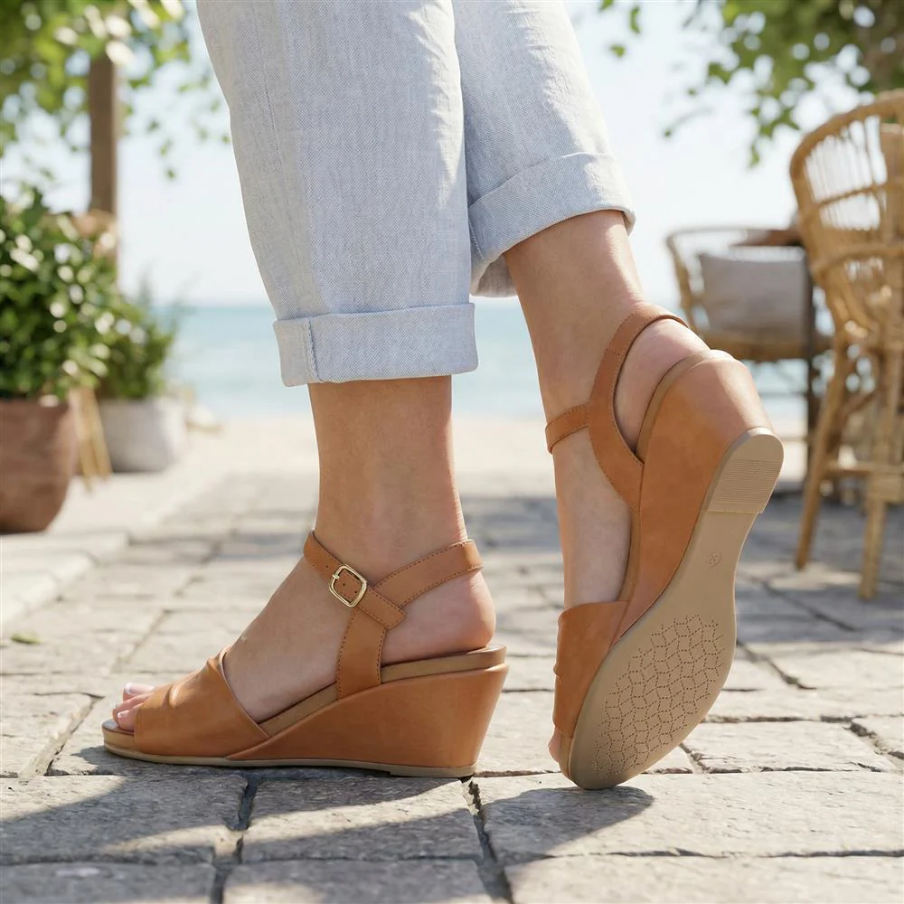 Adjustable Buckle Wedges - BELMETIN37017 / 323 773 - Tan - Image 2