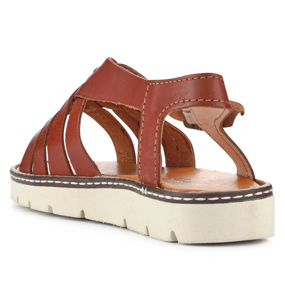 Adjustable-Buckled Leather Sandals - EDNB40092 / 326 912 - Brown - Image 3