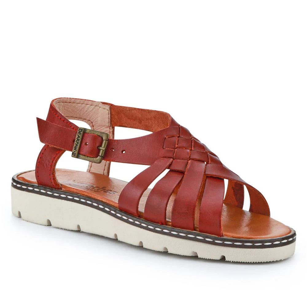 Adjustable-Buckled Leather Sandals - EDNB40092 / 326 912 - Red