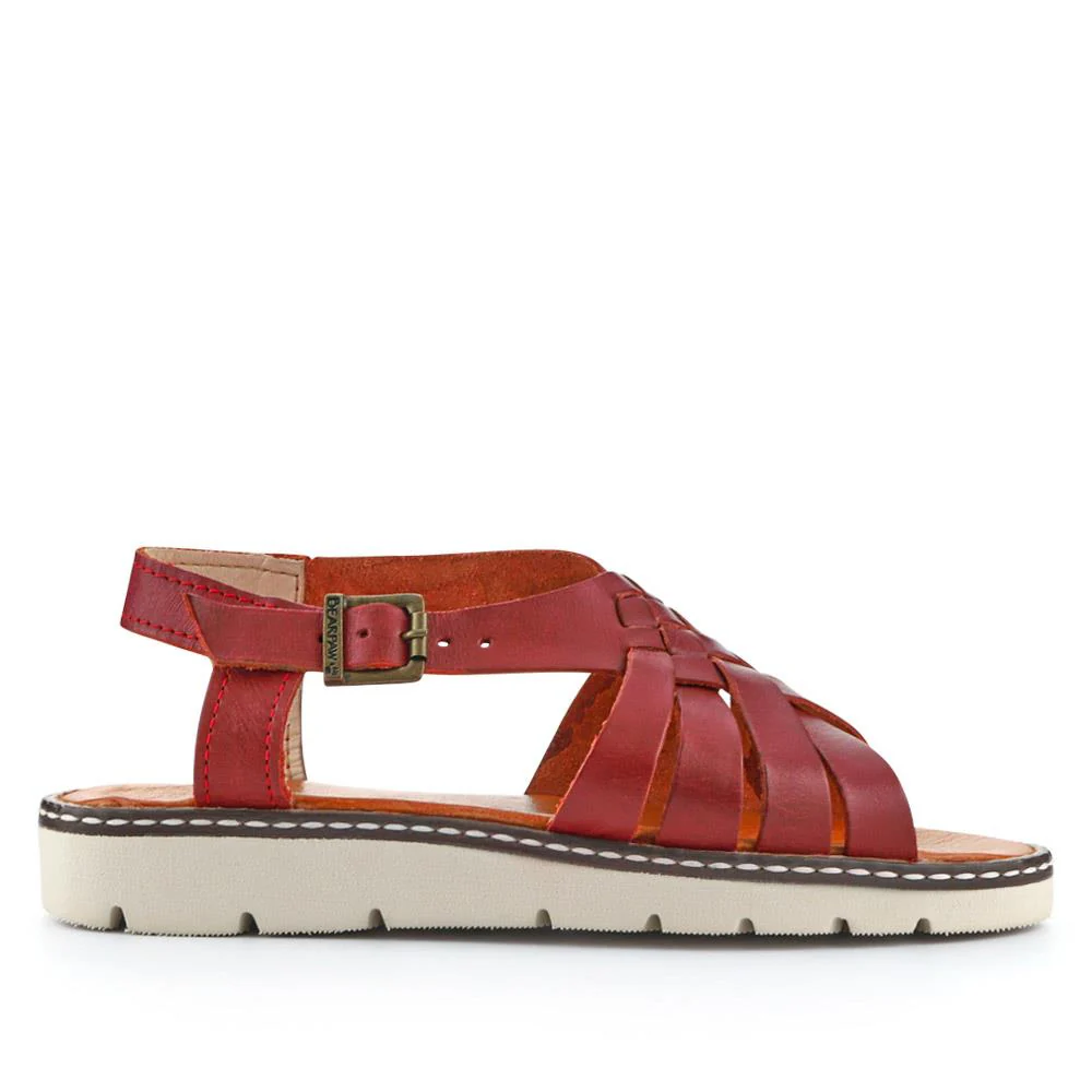 Adjustable-Buckled Leather Sandals - EDNB40092 / 326 912 - Red - Image 2