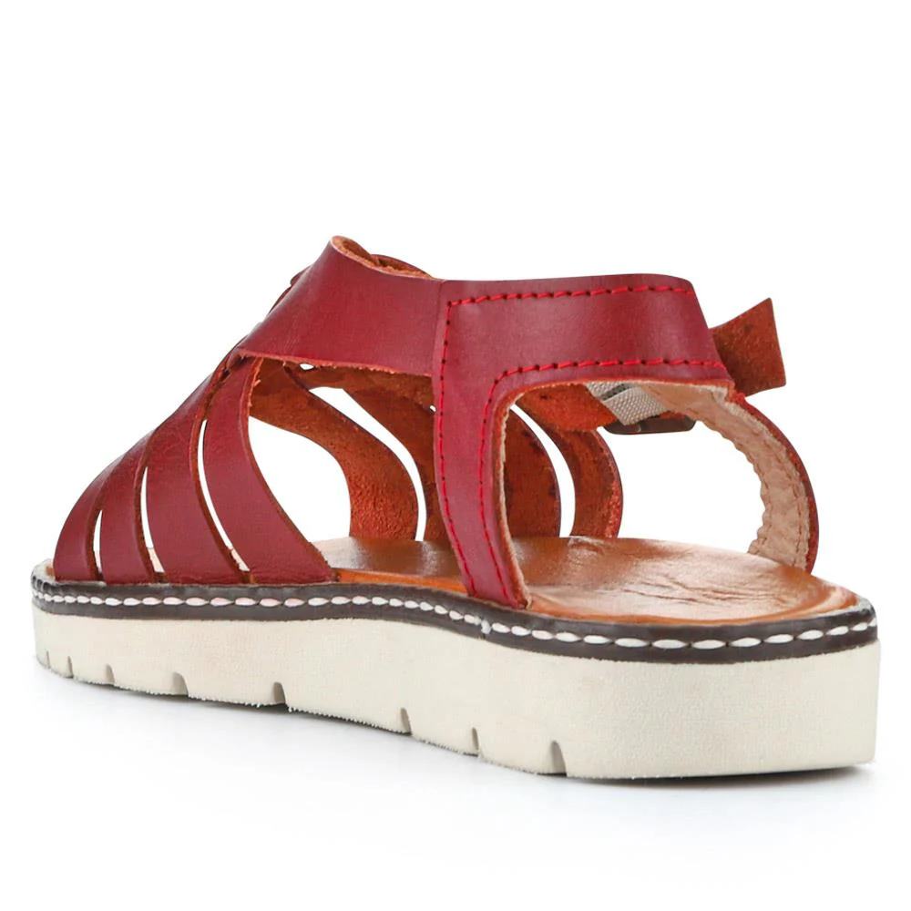 Adjustable-Buckled Leather Sandals - EDNB40092 / 326 912 - Red - Image 3