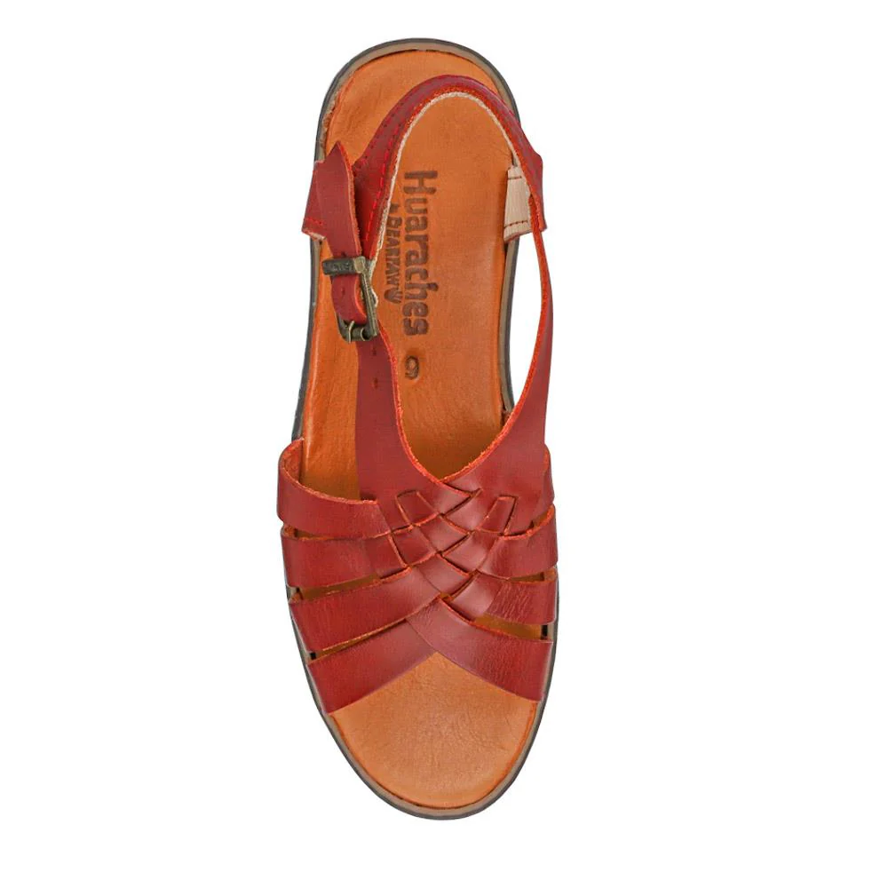 Adjustable-Buckled Leather Sandals - EDNB40092 / 326 912 - Red - Image 4