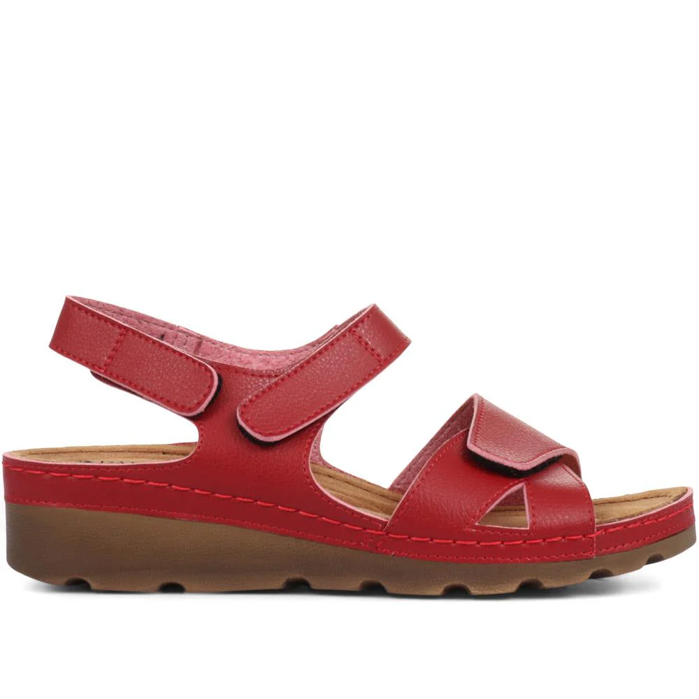 Adjustable Cushioned Sandals - SERAY33011 / 320 083 - Red - Image 3