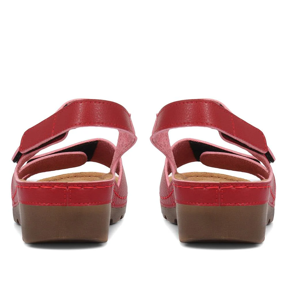 Adjustable Cushioned Sandals - SERAY33011 / 320 083 - Red - Image 4