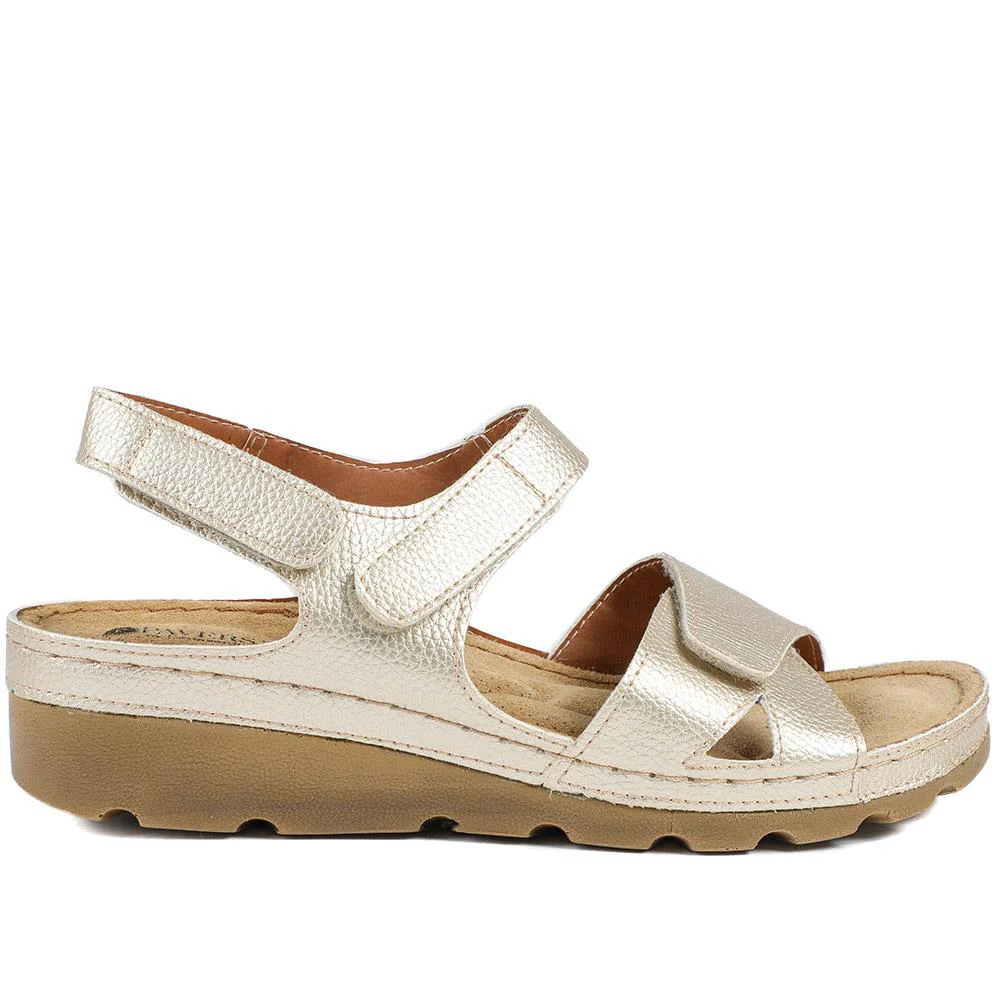 Adjustable Cushioned Sandals - SERAY33011 / 320 083 - Soft Gold - Image 3