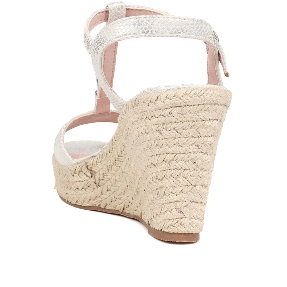 Adjustable Espadrille Sandals  - BELTREN39005 / 325 518 - White Snake - Image 3