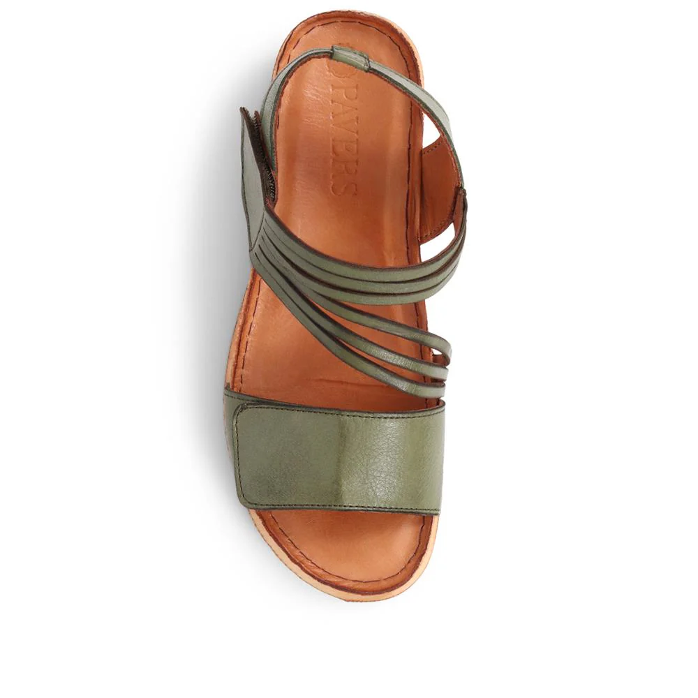 Adjustable Fasten Leather Sandals - KARY39029 / 325 513 - Olive - Image 6