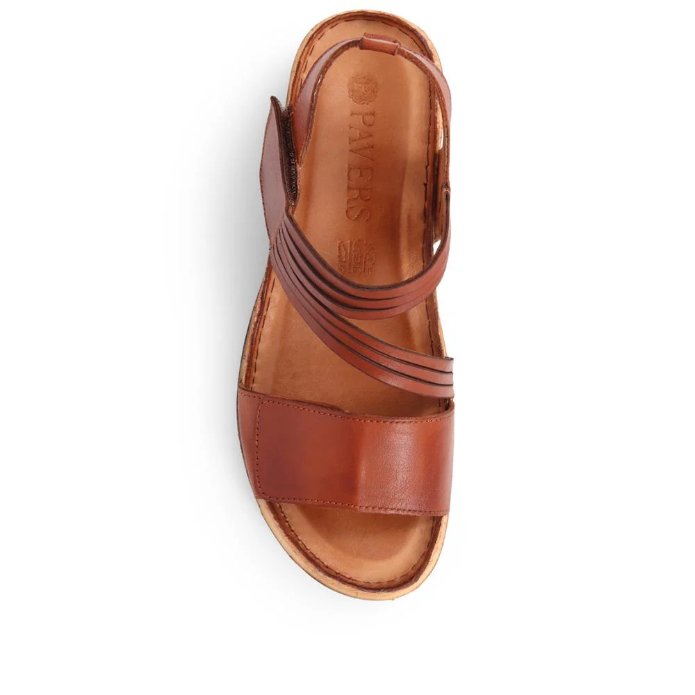 Adjustable Fasten Leather Sandals - KARY39029 / 325 513 - Tan - Image 6