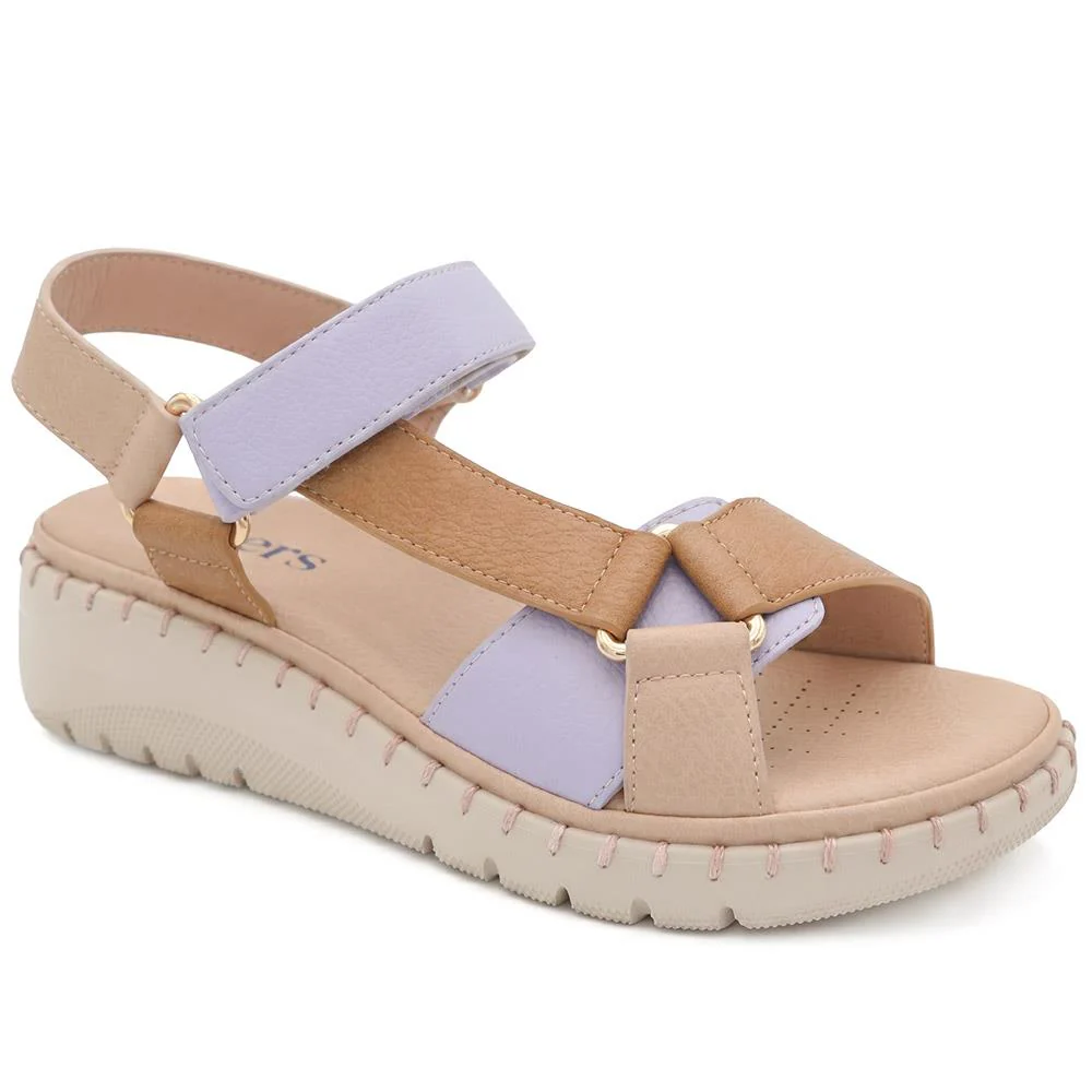 Adjustable Fastening Cushioning Sandals - BAIZH43044 / 329 310 - Tan Multi