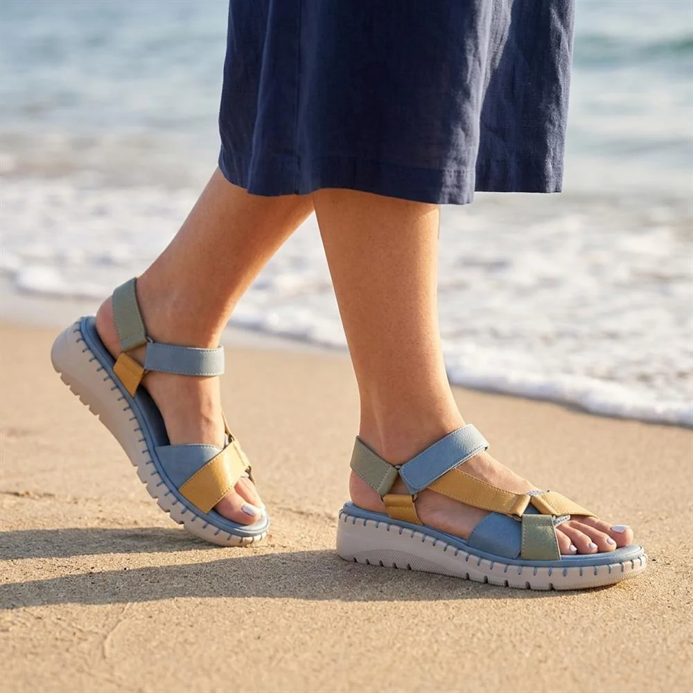 Adjustable Fastening Cushioning Sandals - BAIZH43044 / 329 310 - Blue Multi - Image 2
