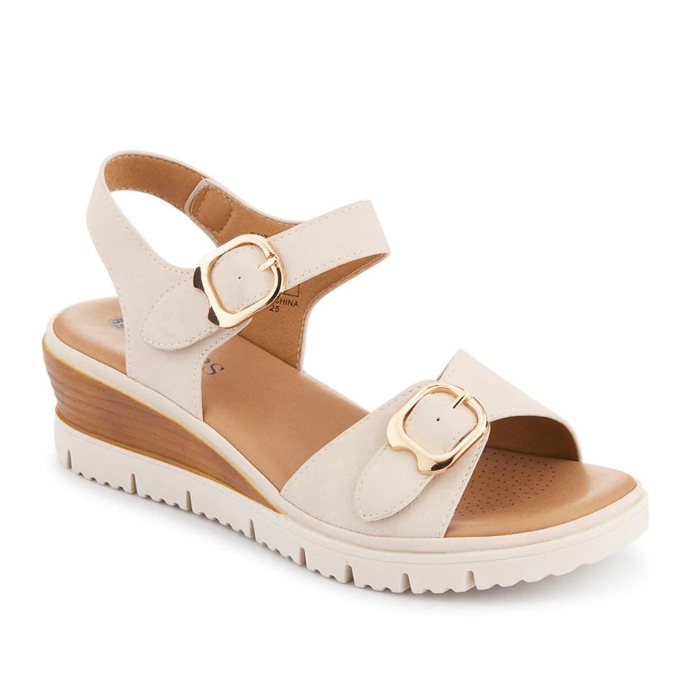 Adjustable Fit Cushioned Sandals - BAIZH41066 / 327 980 - Beige