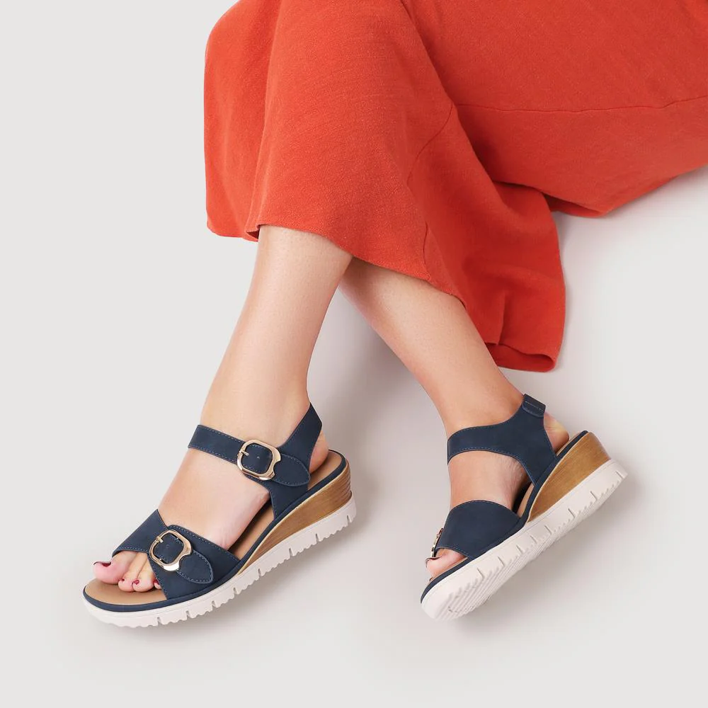Adjustable Fit Cushioned Sandals - BAIZH41066 / 327 980 - Navy - Image 5