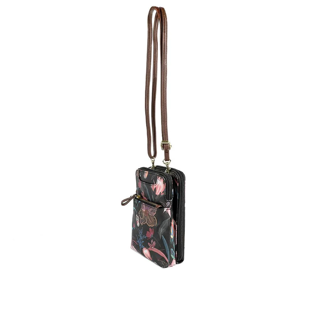 Adjustable Floral Cross-Body Bag - JEWN41000 / 326 888 - Black Floral - Image 3