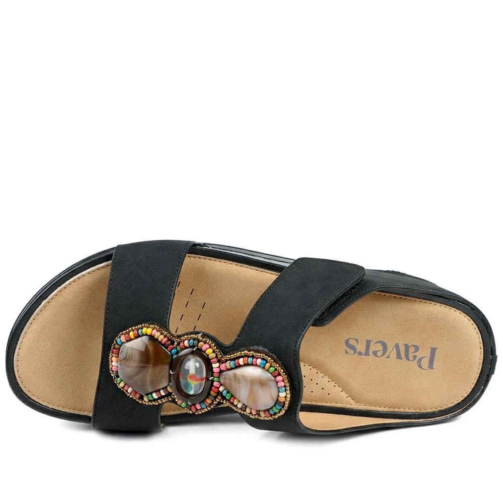 Adjustable Jewelled Strappy Sandals - BAIZH43014 / 329 167 - Black - Image 4