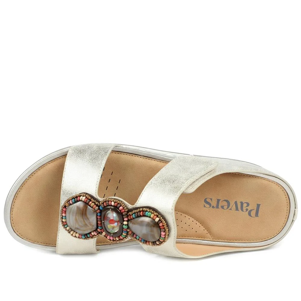 Adjustable Jewelled Strappy Sandals - BAIZH43014 / 329 167 - Gold - Image 4