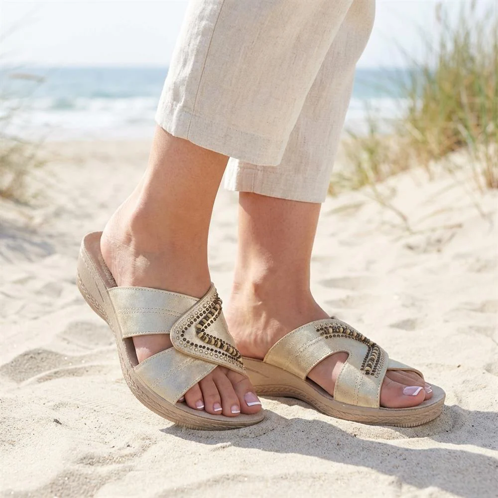 Adjustable Lightweight Mule Sandals - INB43008 / 329 128 - Gold - Image 2