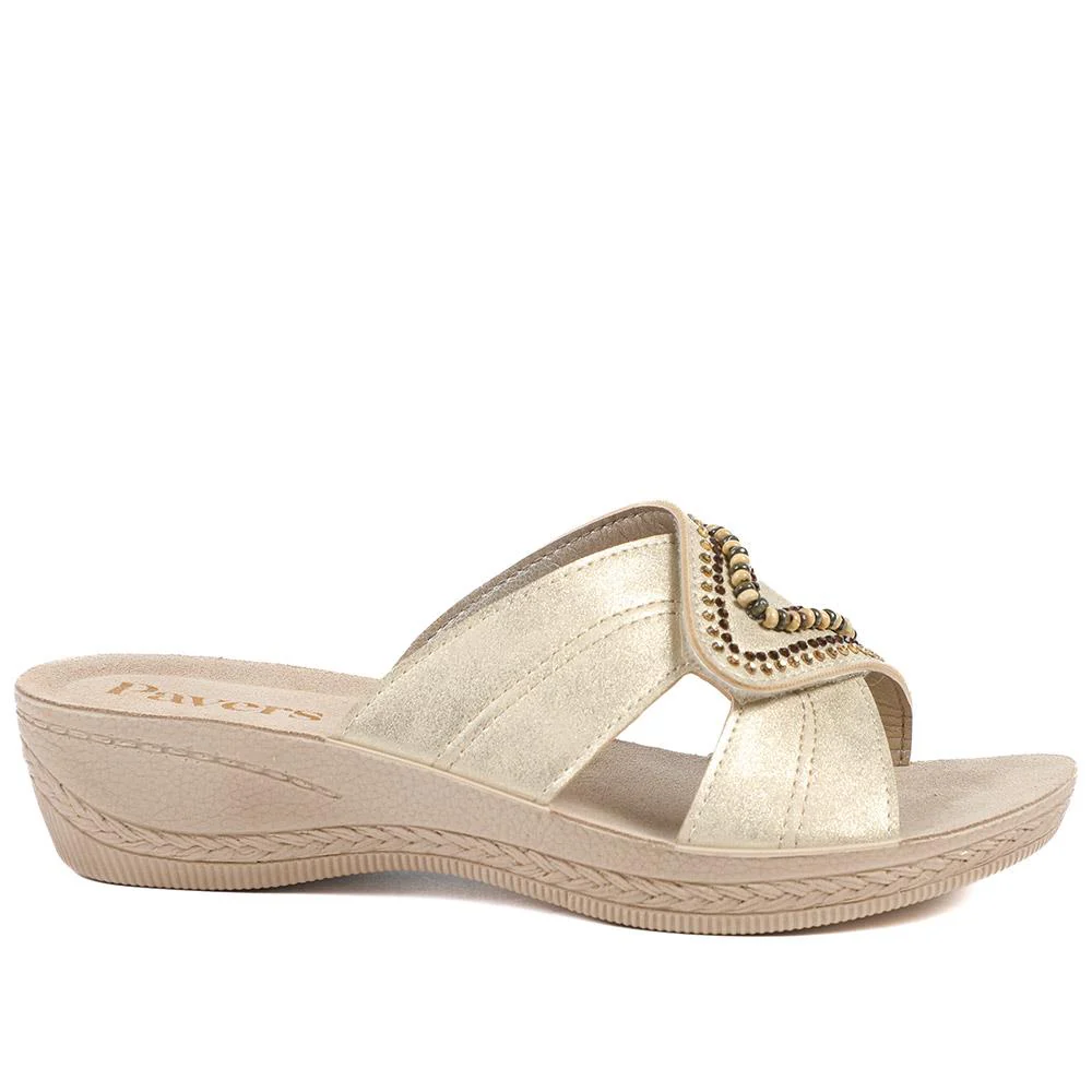 Adjustable Lightweight Mule Sandals - INB43008 / 329 128 - Gold - Image 3