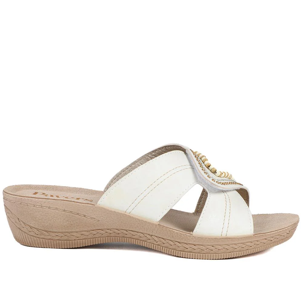 Adjustable Lightweight Mule Sandals - INB43008 / 329 128 - Off White - Image 3