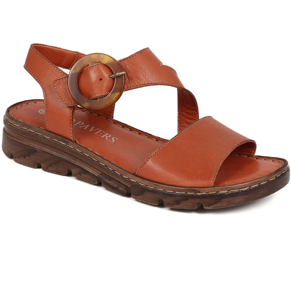 Adjustable Leather Sandals - LUCK39017 / 326 151 - Tan