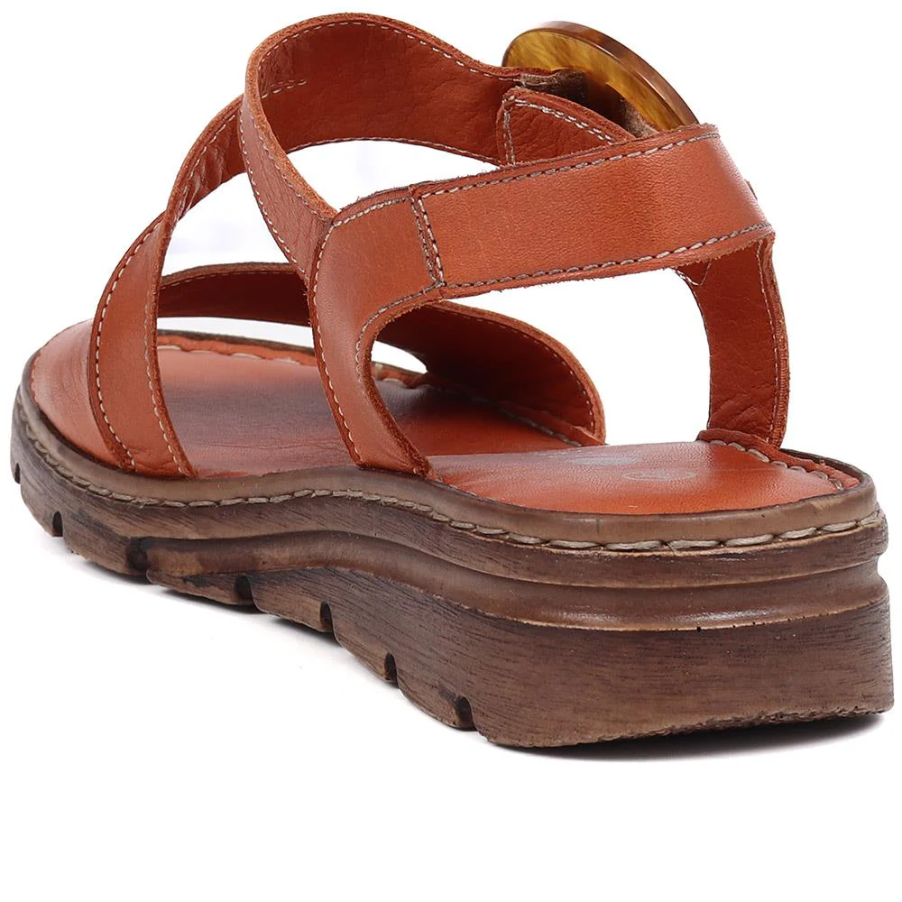 Adjustable Leather Sandals - LUCK39017 / 326 151 - Tan - Image 3
