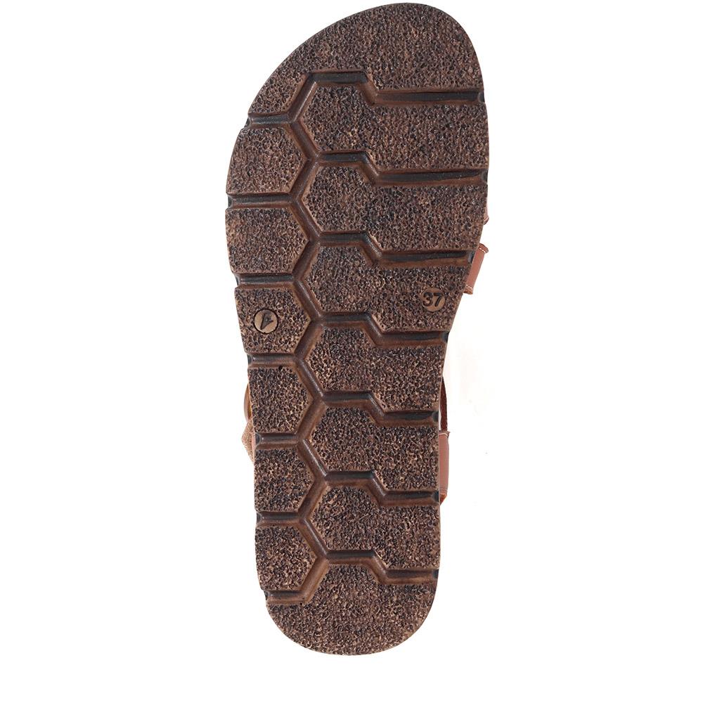 Adjustable Leather Sandals - LUCK39017 / 326 151 - Tan - Image 4