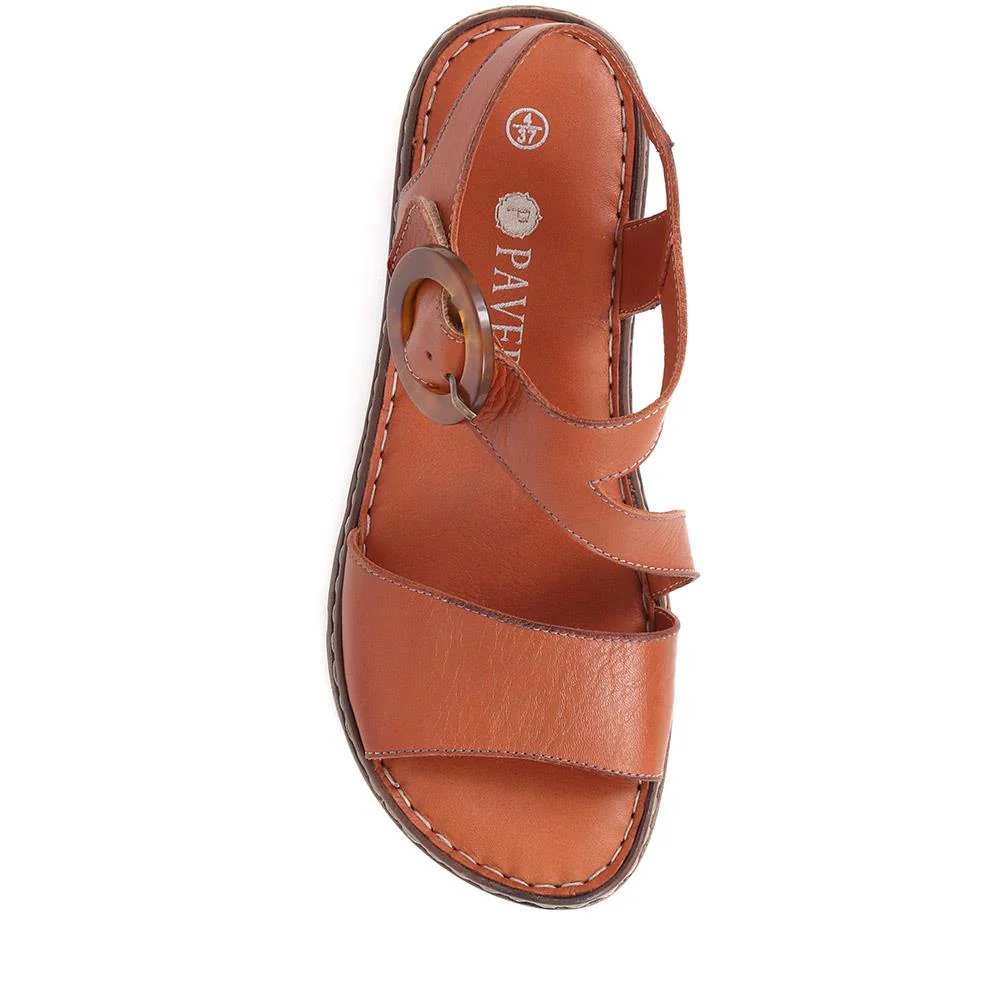 Adjustable Leather Sandals - LUCK39017 / 326 151 - Tan - Image 6