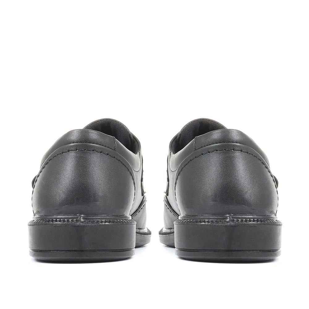Adjustable Leather Shoes - RAJ1602 / 124 915 - Black - Image 3