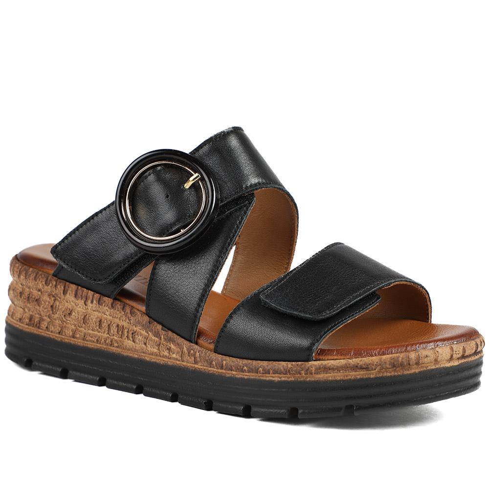 Adjustable Leather Wedge Sandals - BELMET43006 / 329 222