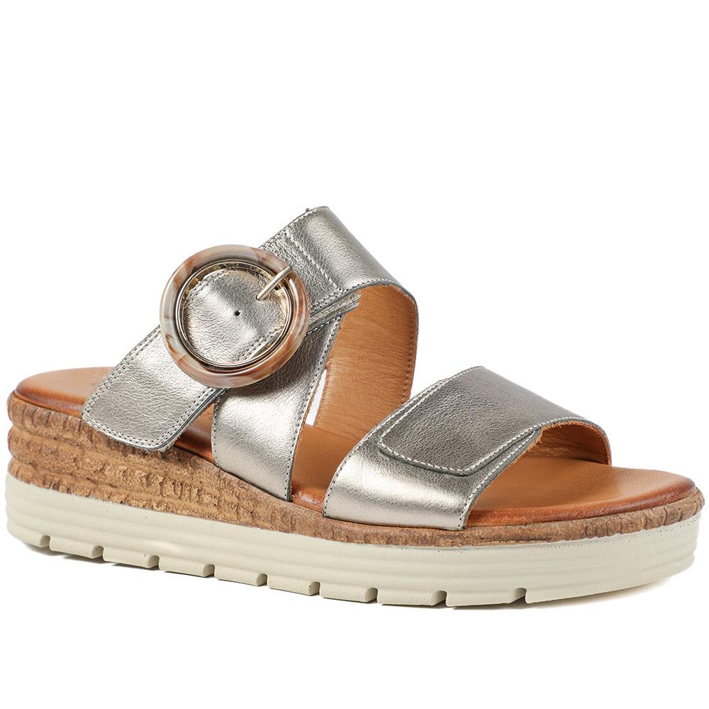 Adjustable Leather Wedge Sandals - BELMET43006 / 329 222 - Image 2