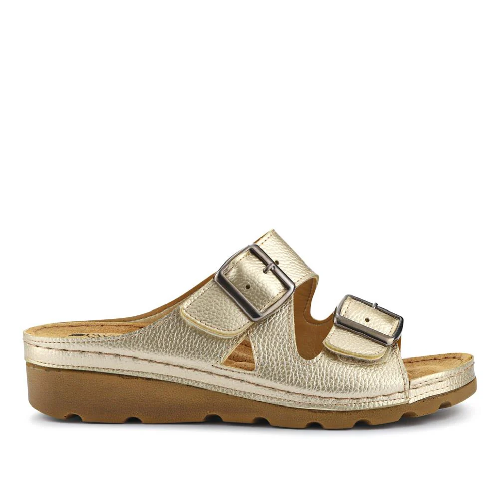 Adjustable Mule Sandals - SERAY33003 / 319 953 - Soft Gold - Image 3