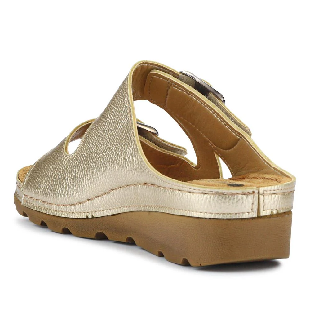 Adjustable Mule Sandals - SERAY33003 / 319 953 - Soft Gold - Image 4