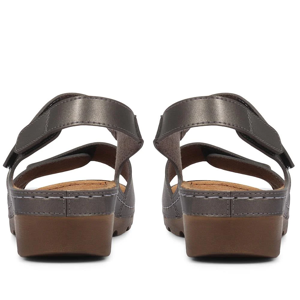 Adjustable Cushioned Sandals - SERAY33011 / 320 083 - Pewter - Image 3