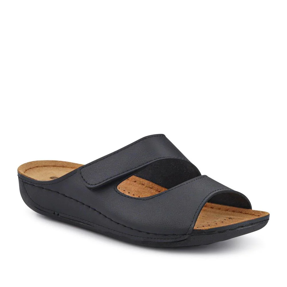 Adjustable Touch-Fasten Mules - SERAY41002 / 327 546 - Black