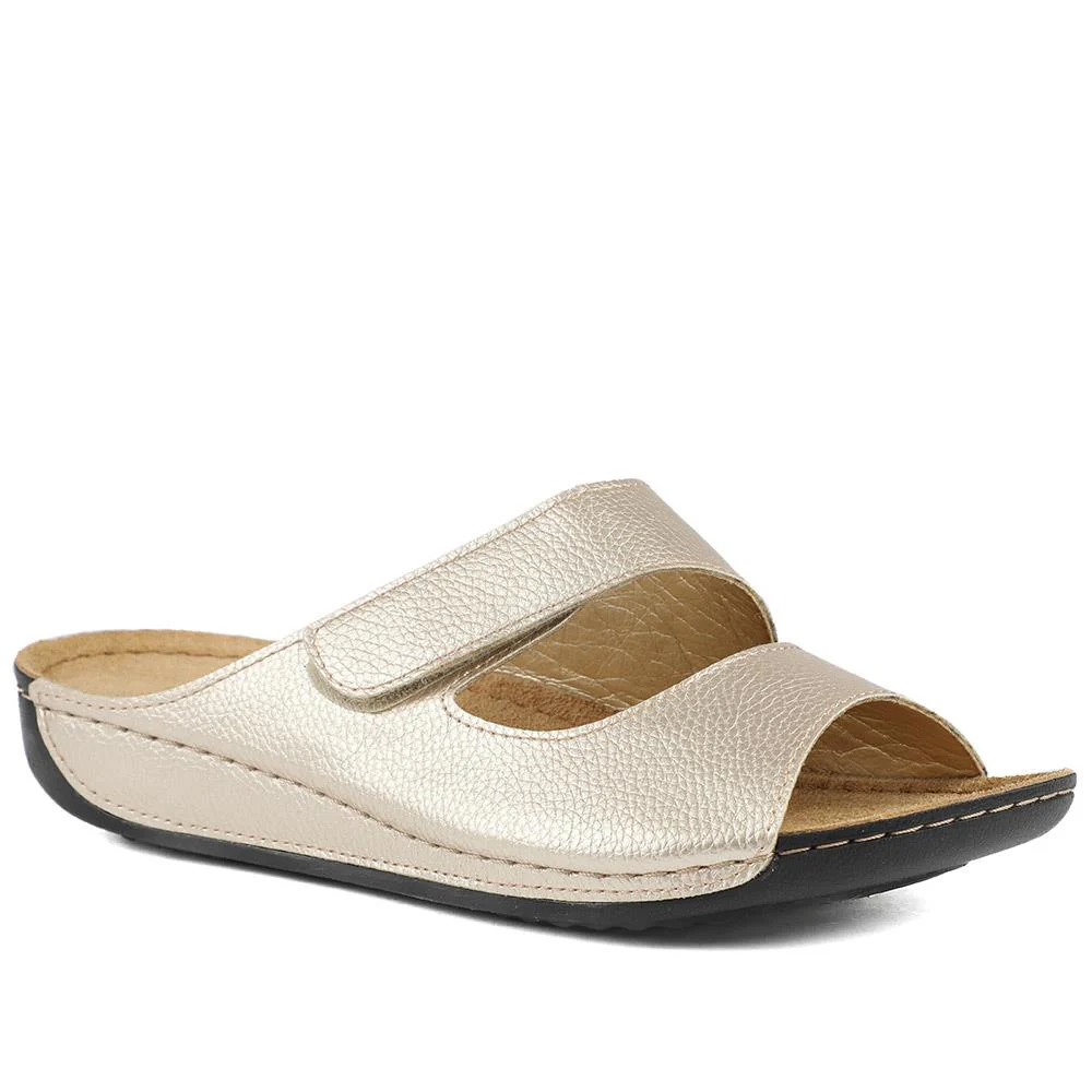 Adjustable Touch-Fasten Mules - SERAY41002 / 327 546 - Soft Gold
