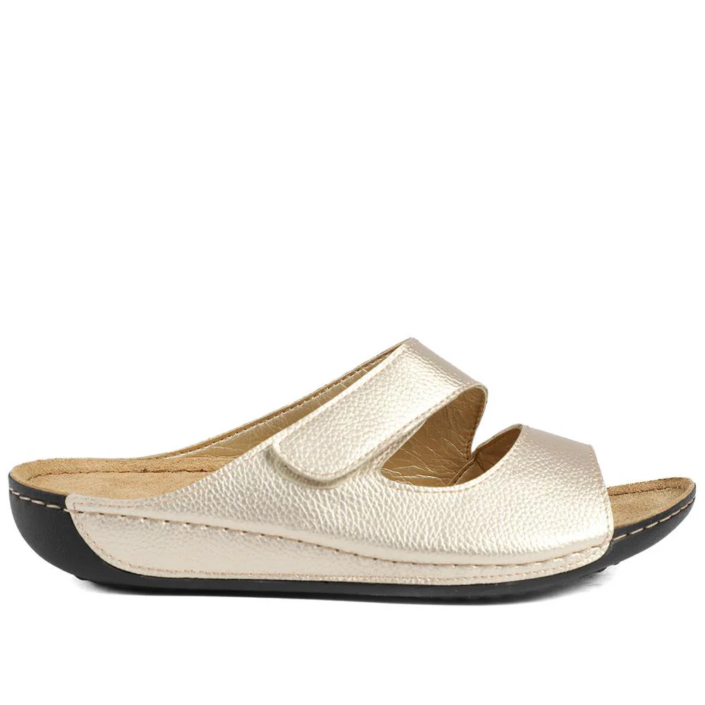 Adjustable Touch-Fasten Mules - SERAY41002 / 327 546 - Soft Gold - Image 3