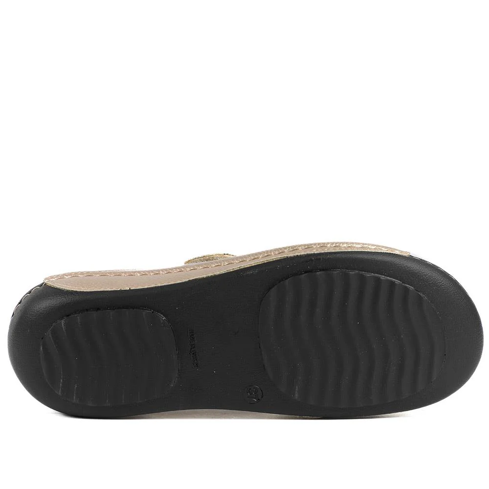 Adjustable Touch-Fasten Mules - SERAY41002 / 327 546 - Soft Gold - Image 6