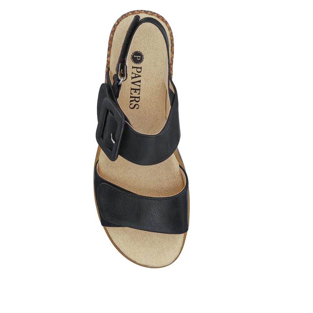Adjustable Wedge-Heel Sandals - WBINS41052 / 327 110 - Black - Image 5