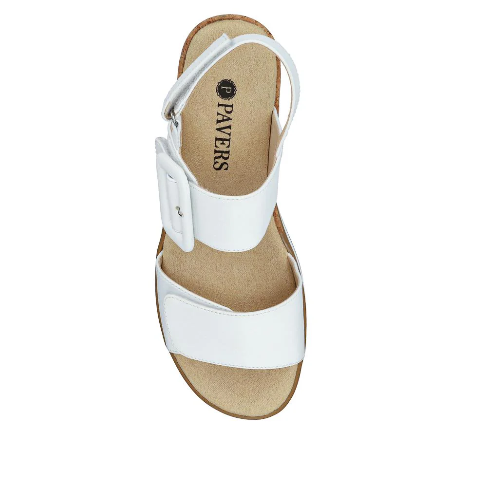Adjustable Wedge-Heel Sandals - WBINS41052 / 327 110 - White - Image 5