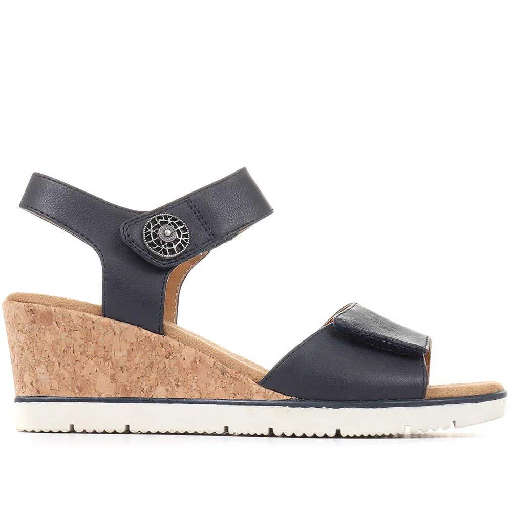 Adjustable Wedge Sandals - WBINS35160 / 321 805 - Navy - Image 2