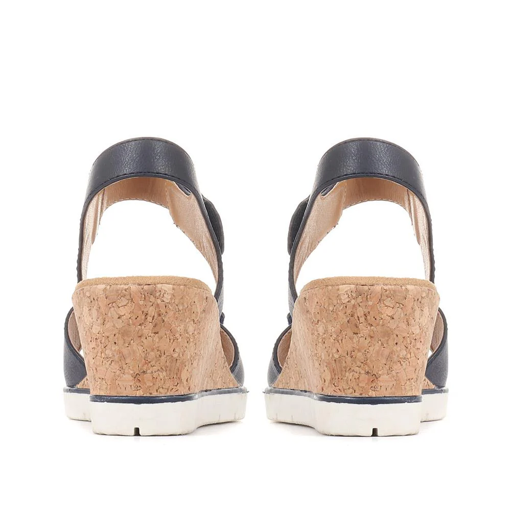 Adjustable Wedge Sandals - WBINS35160 / 321 805 - Navy - Image 3