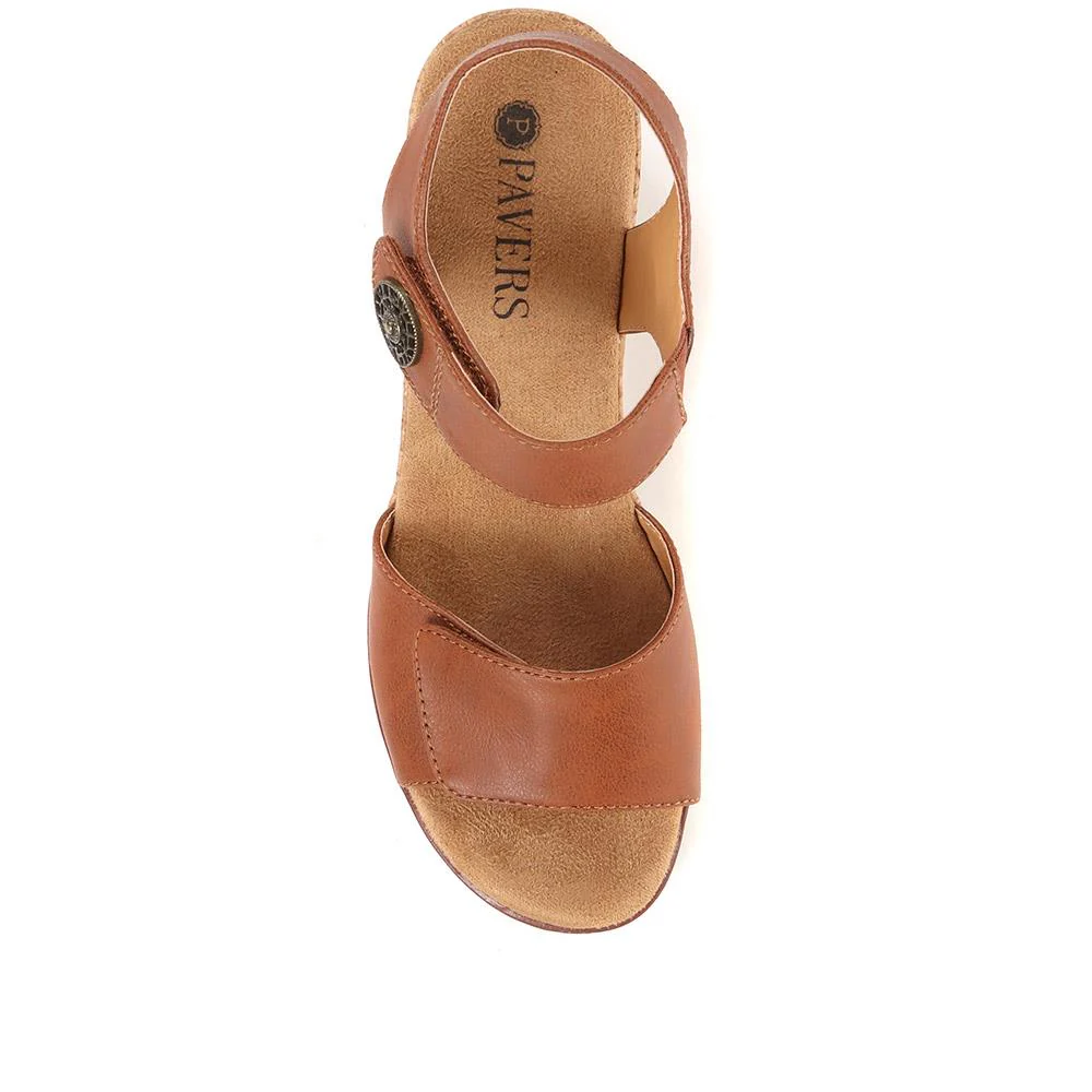 Adjustable Wedge Sandals - WBINS35160 / 321 805 - Tan - Image 4