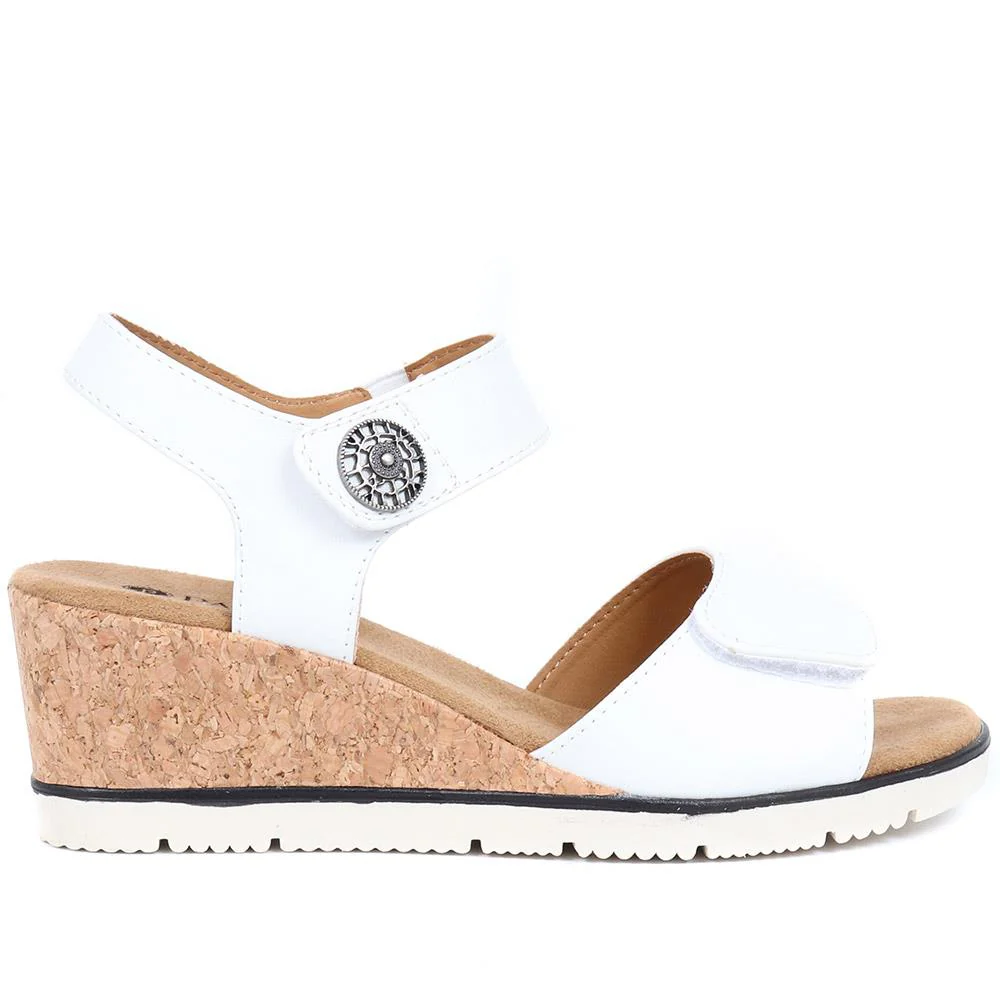Adjustable Wedge Sandals - WBINS35160 / 321 805 - White - Image 3