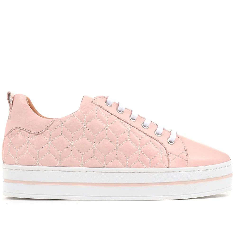 Alexandrite Leather Quilted Trainers - ALEXANDRITE / 323 645 - Nude - Image 3